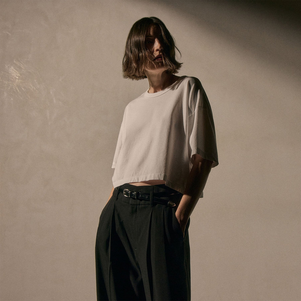 Heavy Luxe Jersey Shrunken Tee in White | James Perse Los Angeles