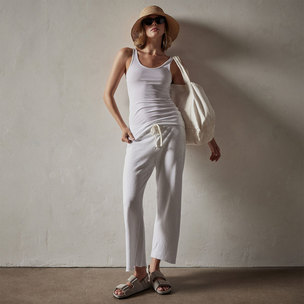 Ribbed Daily Tank in White | James Perse Los Angeles