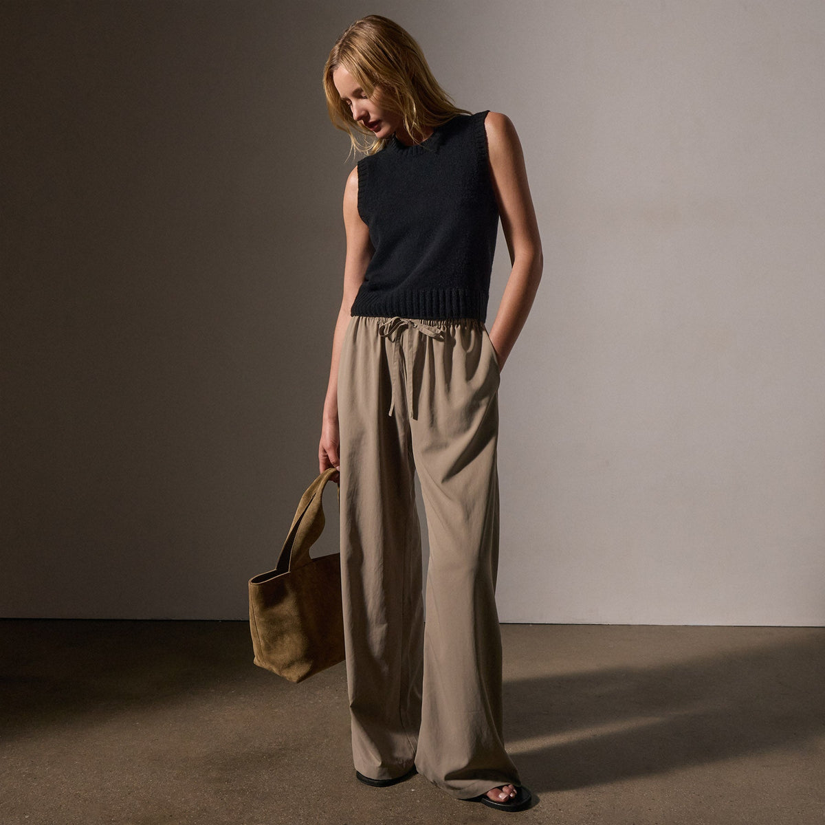 Soft Featherweight Cashmere Vest in Black | James Perse Los Angeles