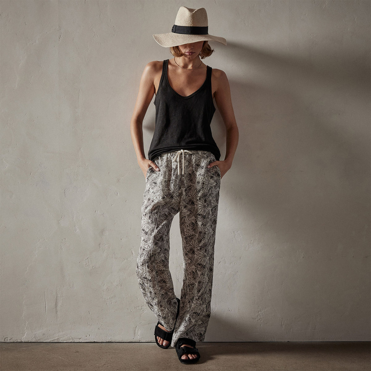 Linen Jersey Tank in Black | James Perse Los Angeles