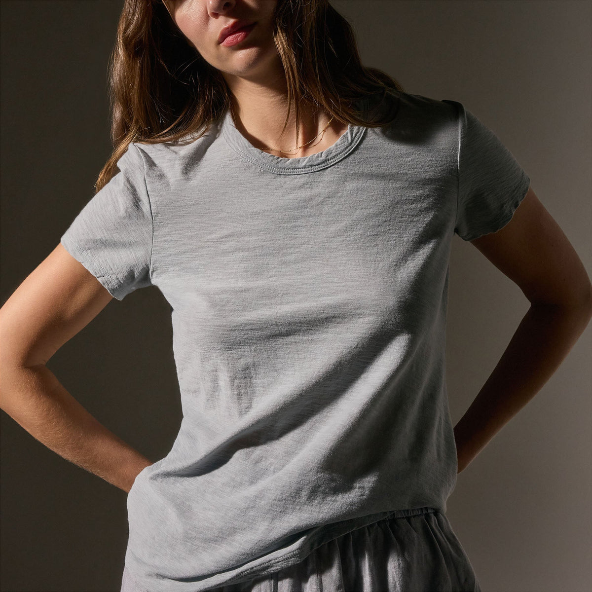Sheer Slub Crew Neck Tee in Grey Sky | James Perse Los Angeles