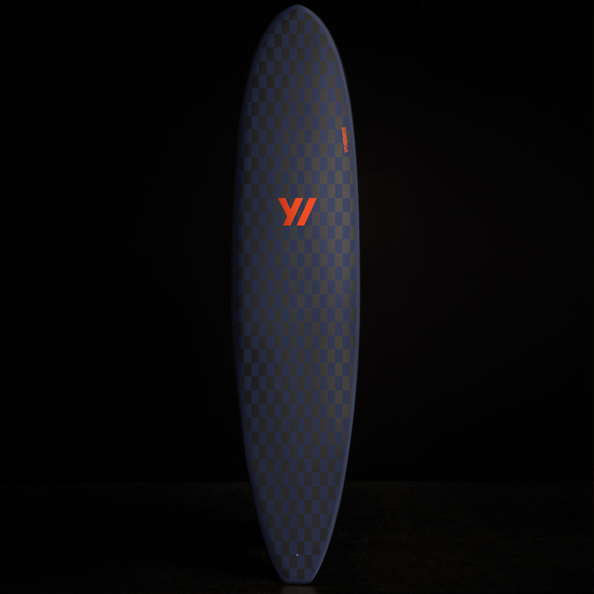 Y/OSEMITE Checker Surfboard 7'10" in Black/True Navy | James Perse Los Angeles