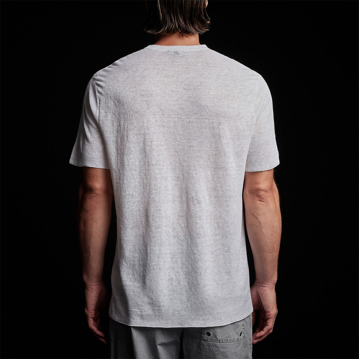 Fine Linen Double Layer Short Sleeve Crew in White/White | James Perse Los Angeles