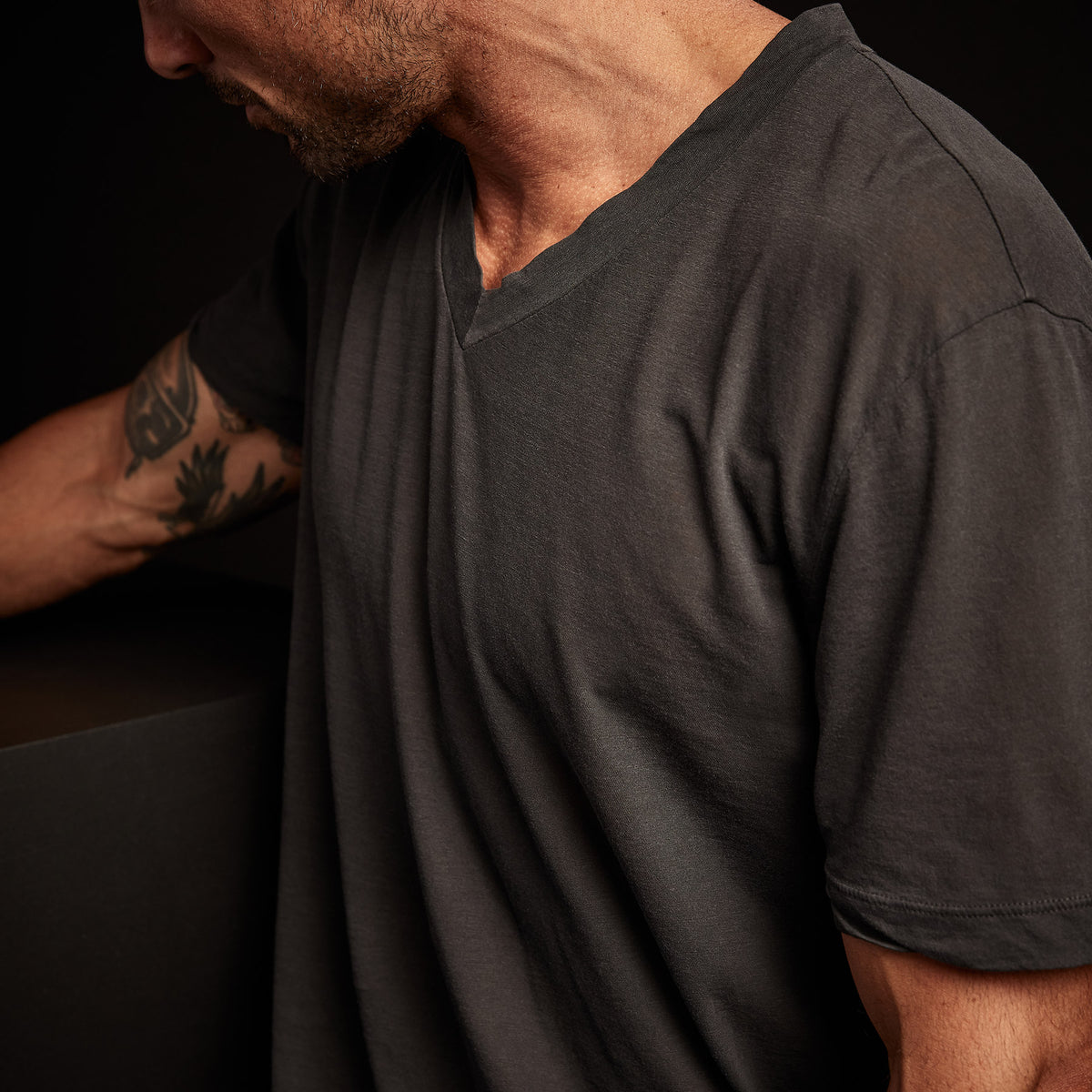 3 Pack Short Sleeve V Neck - Black/White/Carbon Pigment | James Perse Los Angeles