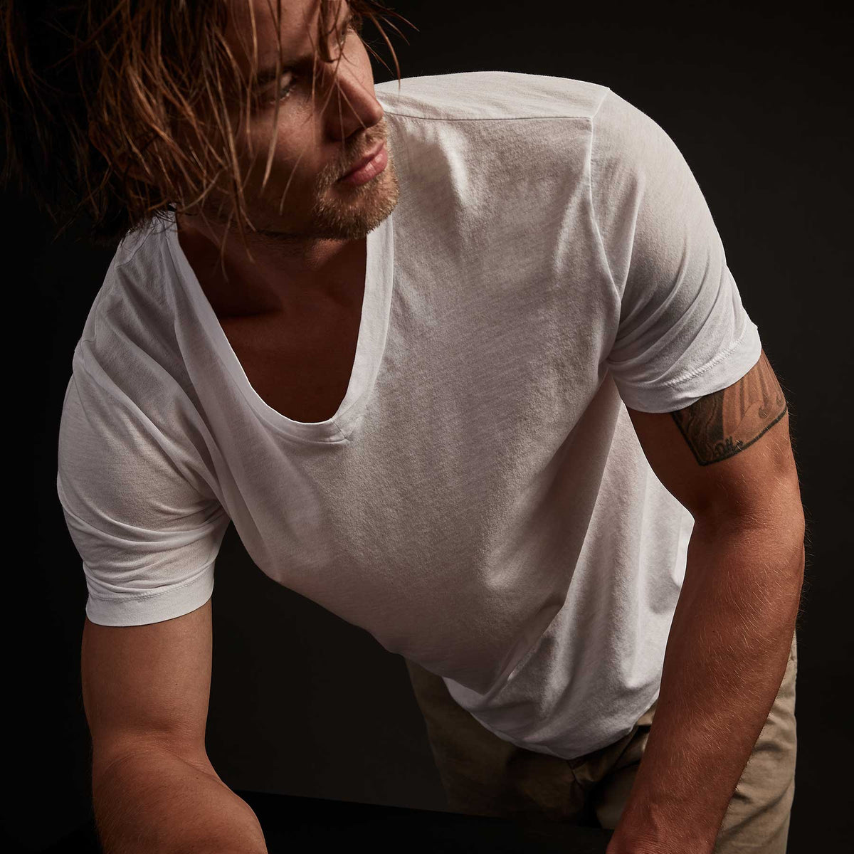 3 Pack Short Sleeve V Neck - Black/White/Carbon Pigment | James Perse Los Angeles
