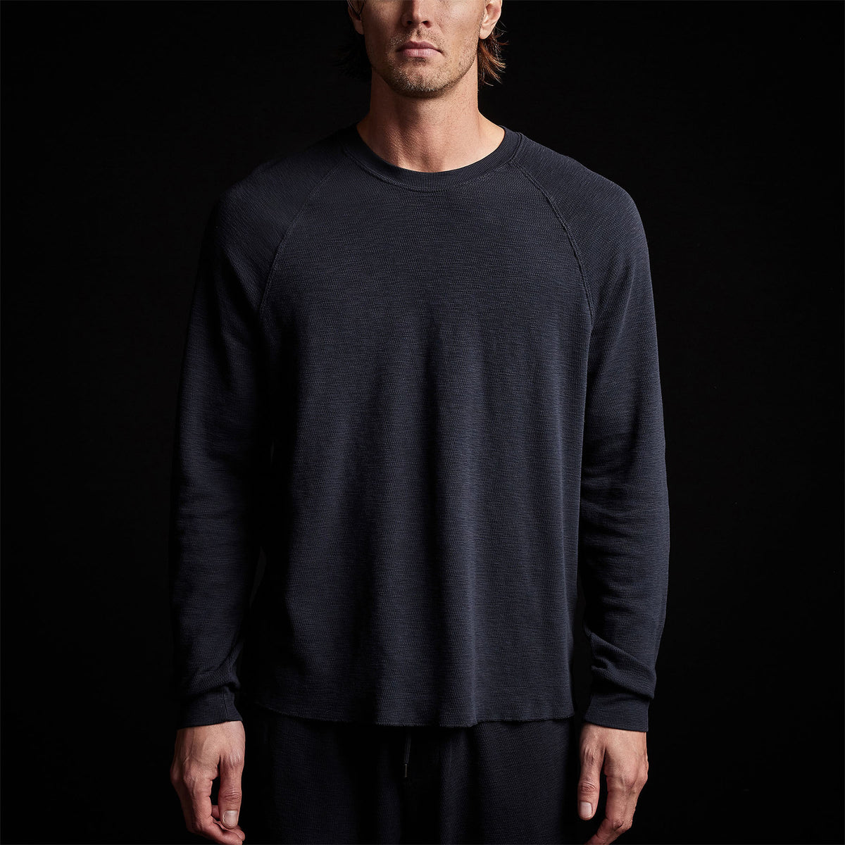 Long Sleeve Thermal Raglan in Blue Oil | James Perse Los Angeles