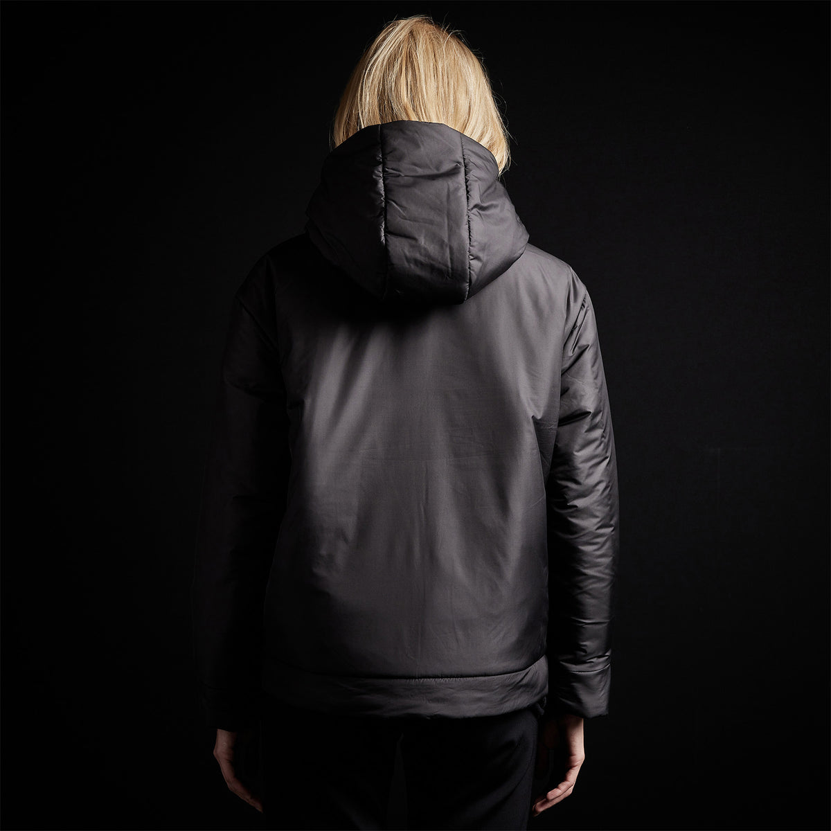 Insulated Zip Front Hoody in Black | James Perse Los Angeles