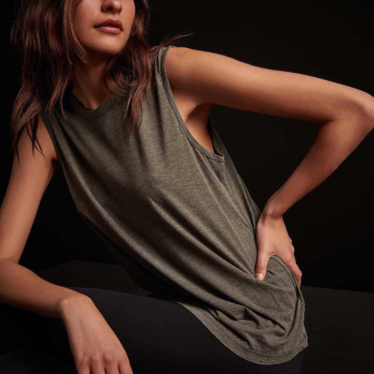 Y/OSEMITE Melange Jersey Muscle Tank - Evergreen | James Perse Los Angeles