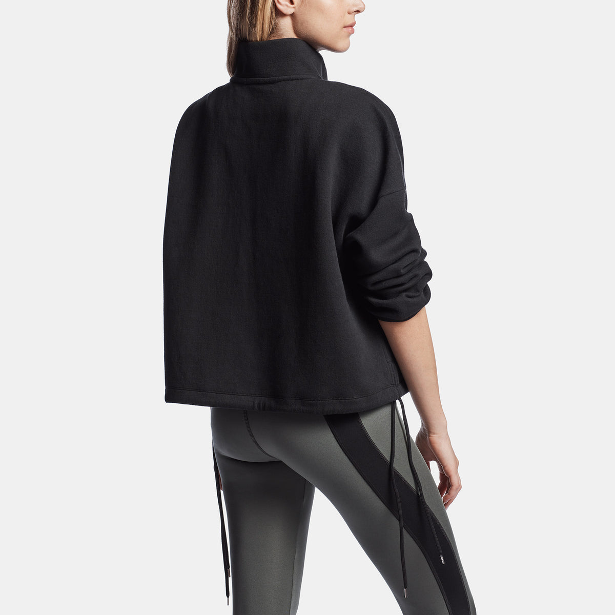 Half Zip Pull On Sweat Top in Black | James Perse Los Angeles