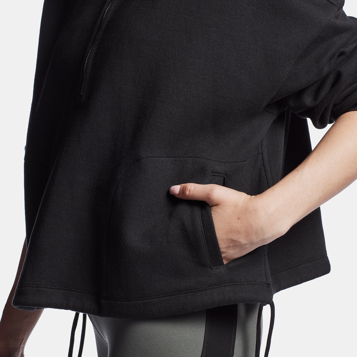 Half Zip Pull On Sweat Top in Black | James Perse Los Angeles