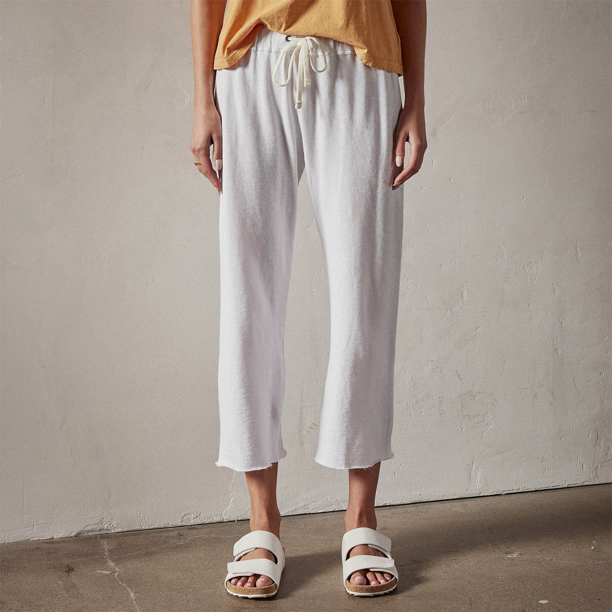 Vintage French Terry Cutoff Sweatpant in White | James Perse Los Angeles