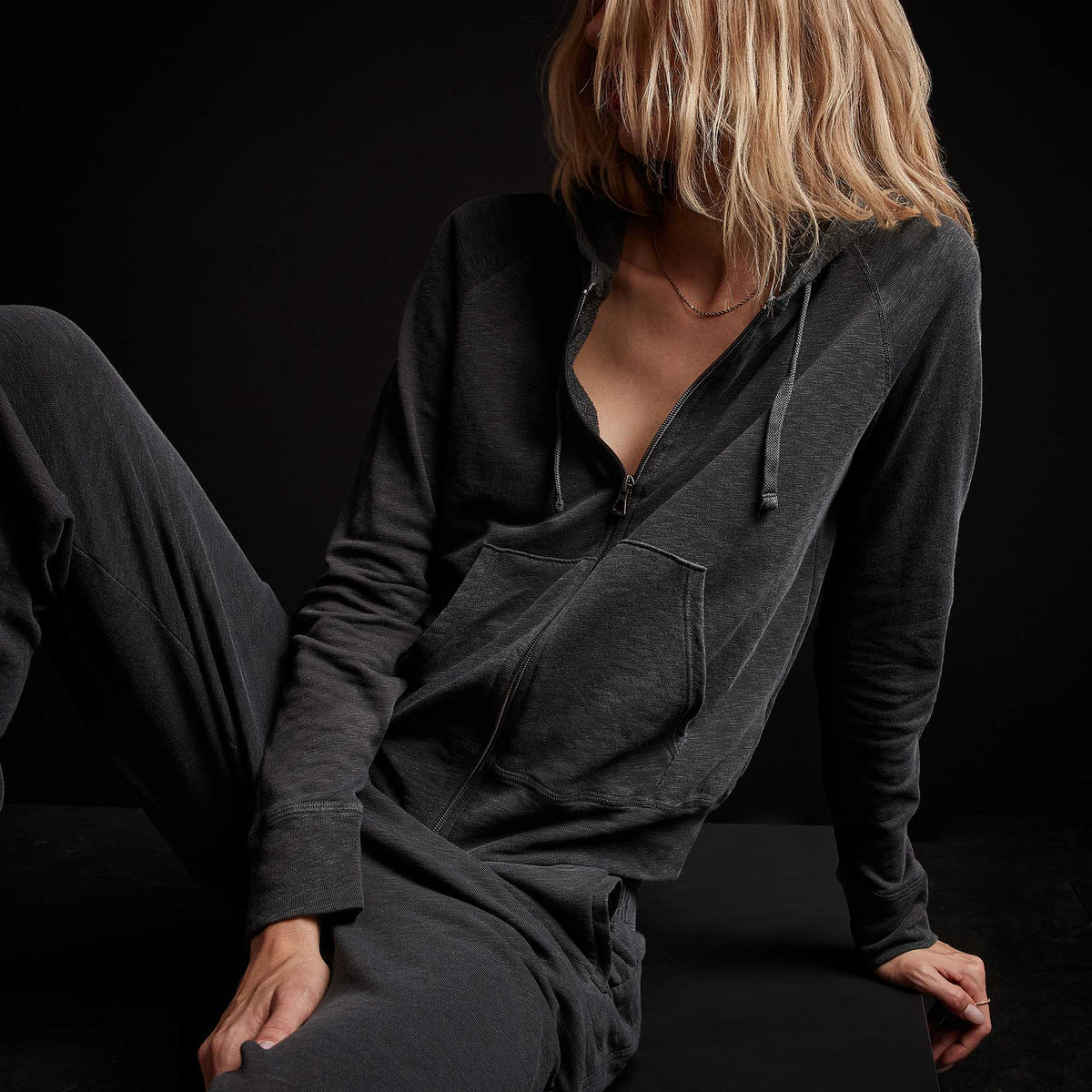 Vintage French Terry Zip Up Hoody - Magma Pigment | James Perse Los Angeles