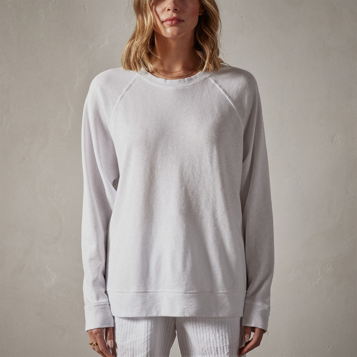 Vintage French Terry Relaxed Sweatshirt in White | James Perse Los Angeles