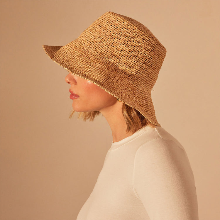 Crochet Bucket Hat in Jute | James Perse Los Angeles