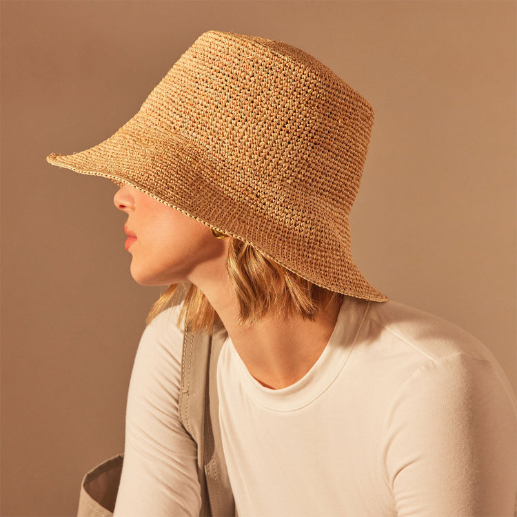 Crochet Bucket Hat in Jute | James Perse Los Angeles