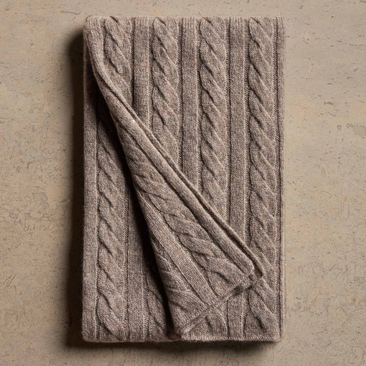 Lightweight Cashmere Cableknit Scarf in Beige Melange | James Perse Los Angeles