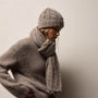 Lightweight Cashmere Cableknit Scarf in Beige Melange | James Perse Los Angeles / Womens