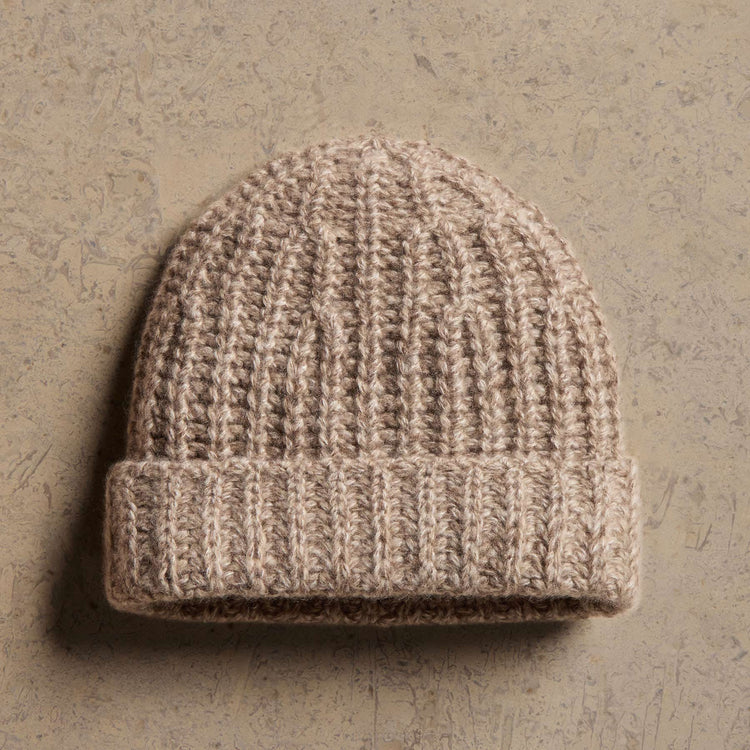Cashmere Silk Marl Beanie in Grout Mix | James Perse Los Angeles