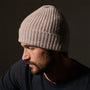 Recycled Cashmere Ribbed Beanie in Stone / Mens / James Perse Los Angeles