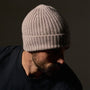 Recycled Cashmere Ribbed Beanie in Stone / Mens / James Perse Los Angeles