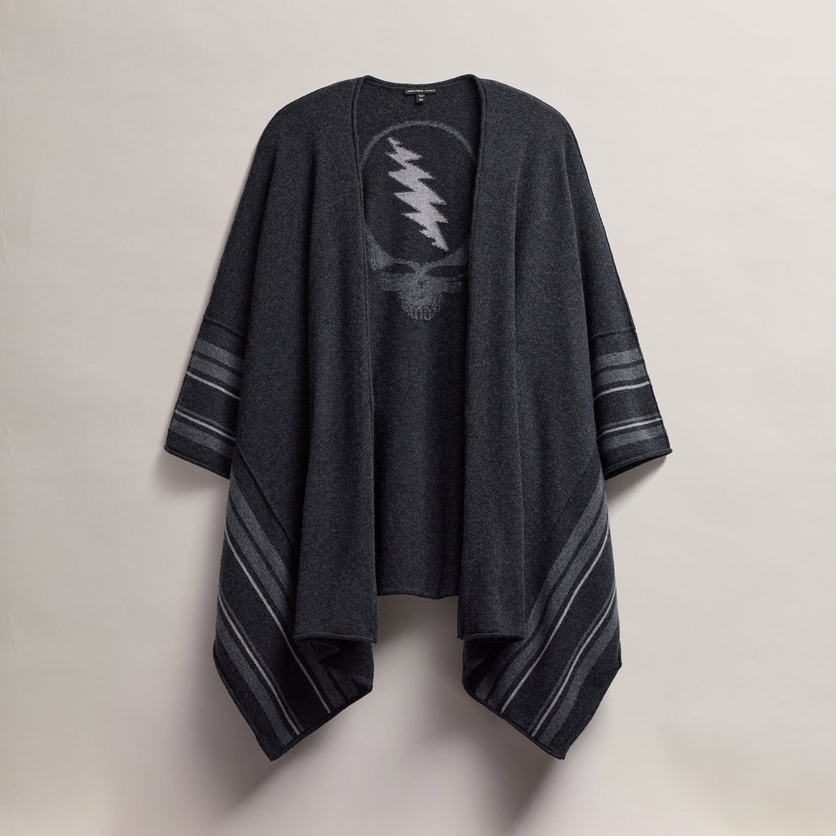 Cashmere Grateful Dead Poncho in Coal/Flannel/Heather Grey | James Perse Los Angeles