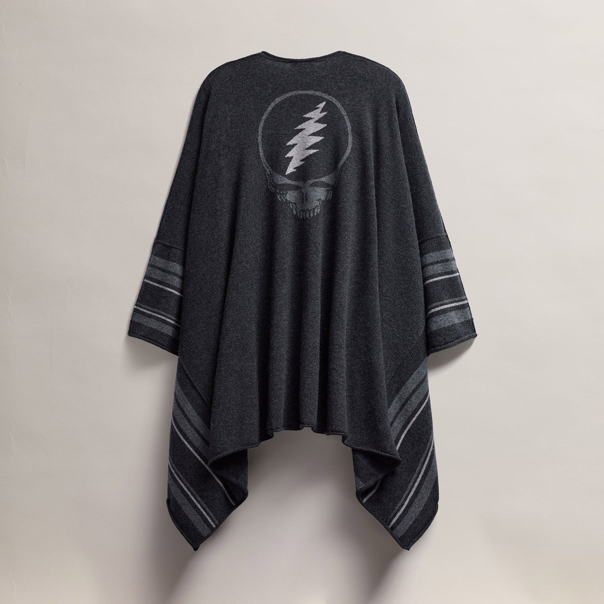 Cashmere Grateful Dead Poncho in Coal/Flannel/Heather Grey | James Perse Los Angeles