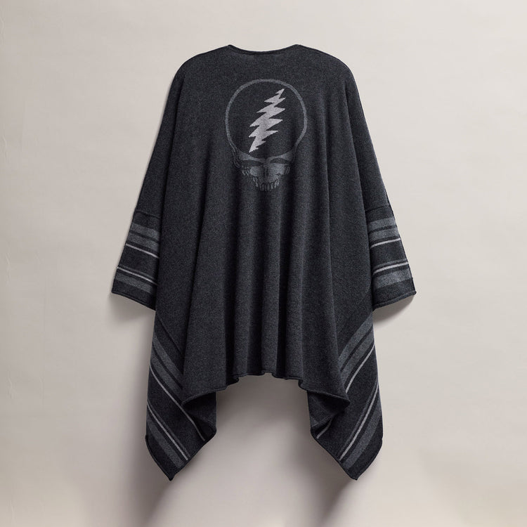 Cashmere Grateful Dead Poncho in Coal/Flannel/Heather Grey | James Perse Los Angeles