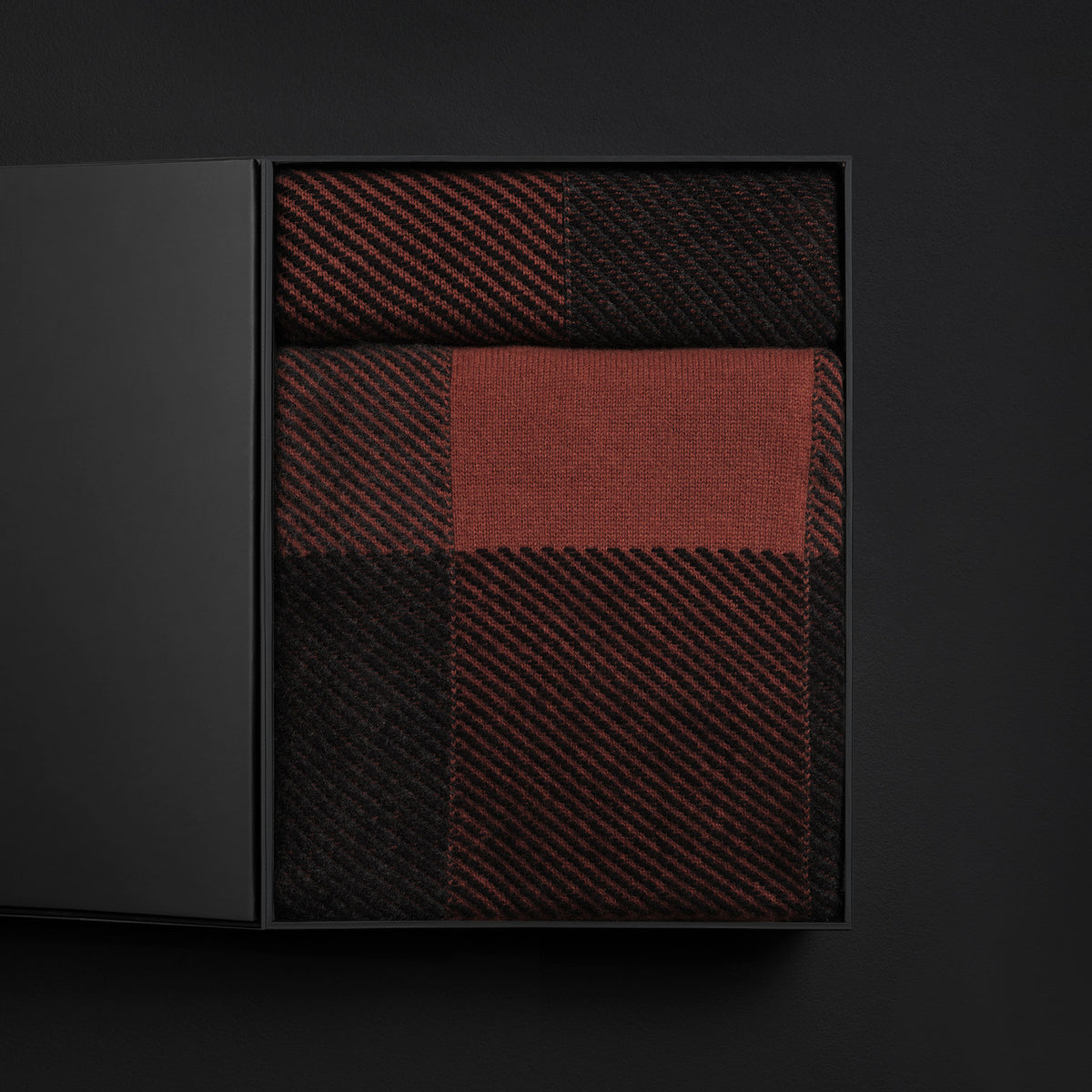 Plaid Cashmere Home Gift Set in Burnt Orange/ Charcoal/ Black | James Perse Los Angeles