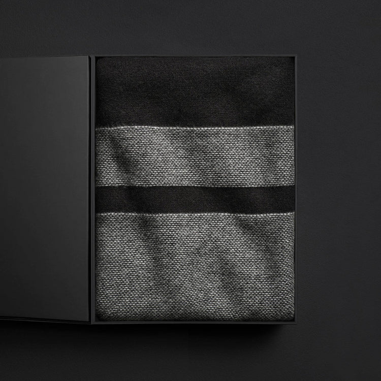 Baja Cashmere Blanket Gift Box in Black/Heather Grey | James Perse Los Angeles