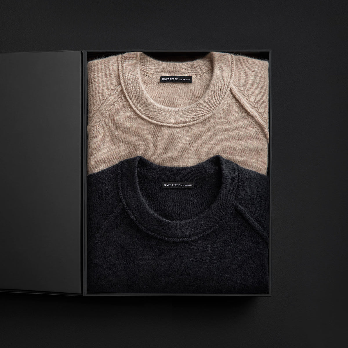 Men's Recycled Cashmere Crew Sweater Gift Set In Black/Stone | James Perse Los Angeles