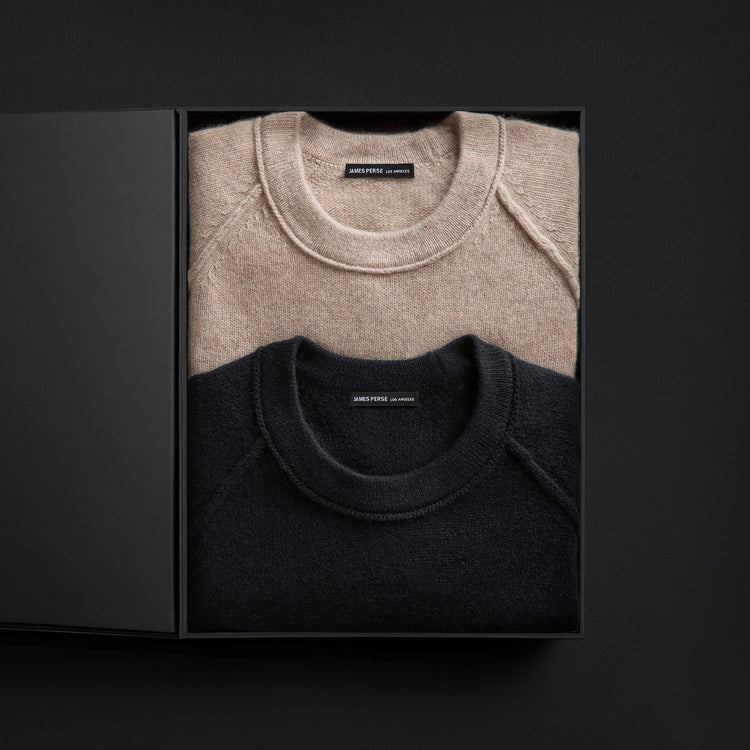 Men's Recycled Cashmere Crew Sweater Gift Set In Black/Stone | James Perse Los Angeles