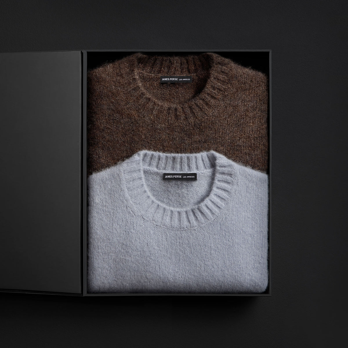 Women's Lightweight Textured Cashmere Crew Gift Set In Bark/Pale Blue | James Perse Los Angeles