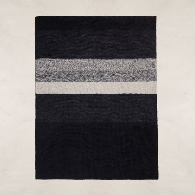 Graded Stripe Blanket in Black/Charcoal/Ivory | James Perse Los Angeles
