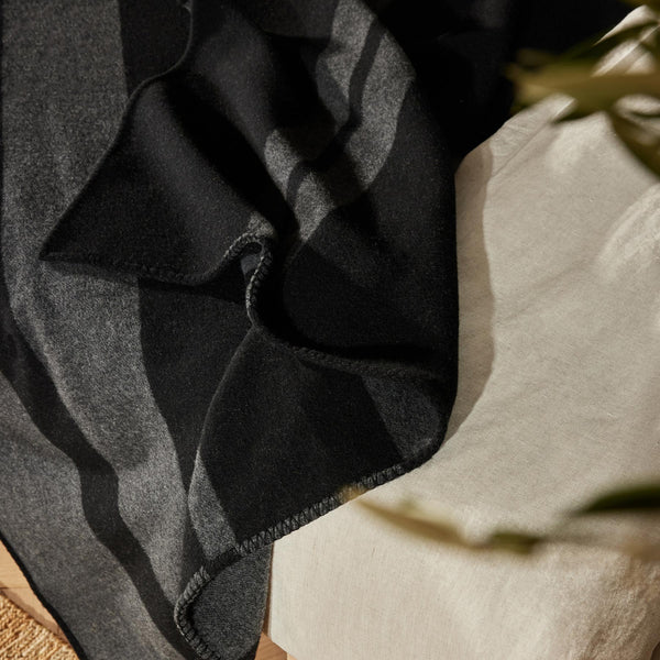 Sarti Striped Blanket in Black/Lead | James Perse Los Angeles