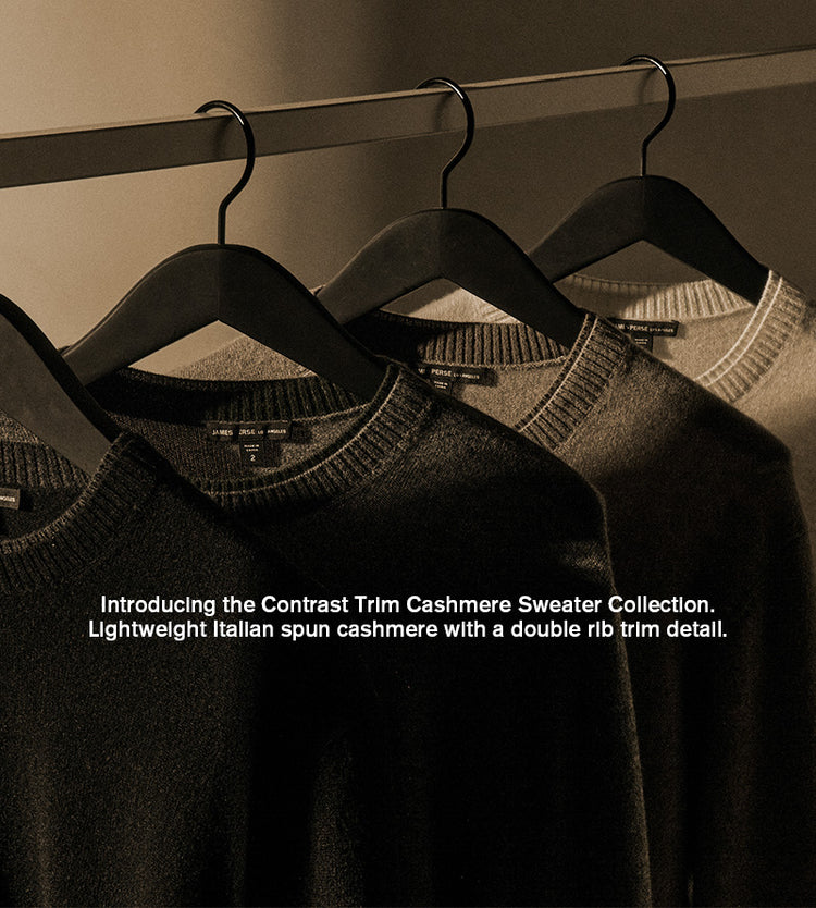 Contrast Trim Cashmere Crew - Black/Anthracite