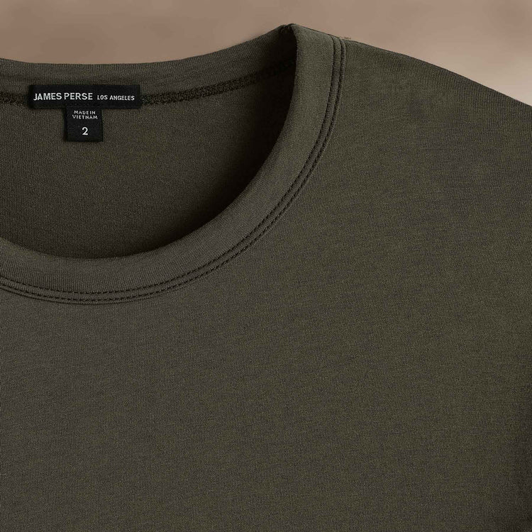Brushed Lotus Long Sleeve Crew in Army Green | James Perse Los Angeles