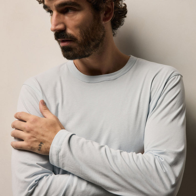 Brushed Lotus Long Sleeve Crew in Memory | James Perse Los Angeles