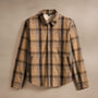 Zip Front Sherpa Lined Plaid Jacket  in Tan/Brown | James Perse Los Angeles