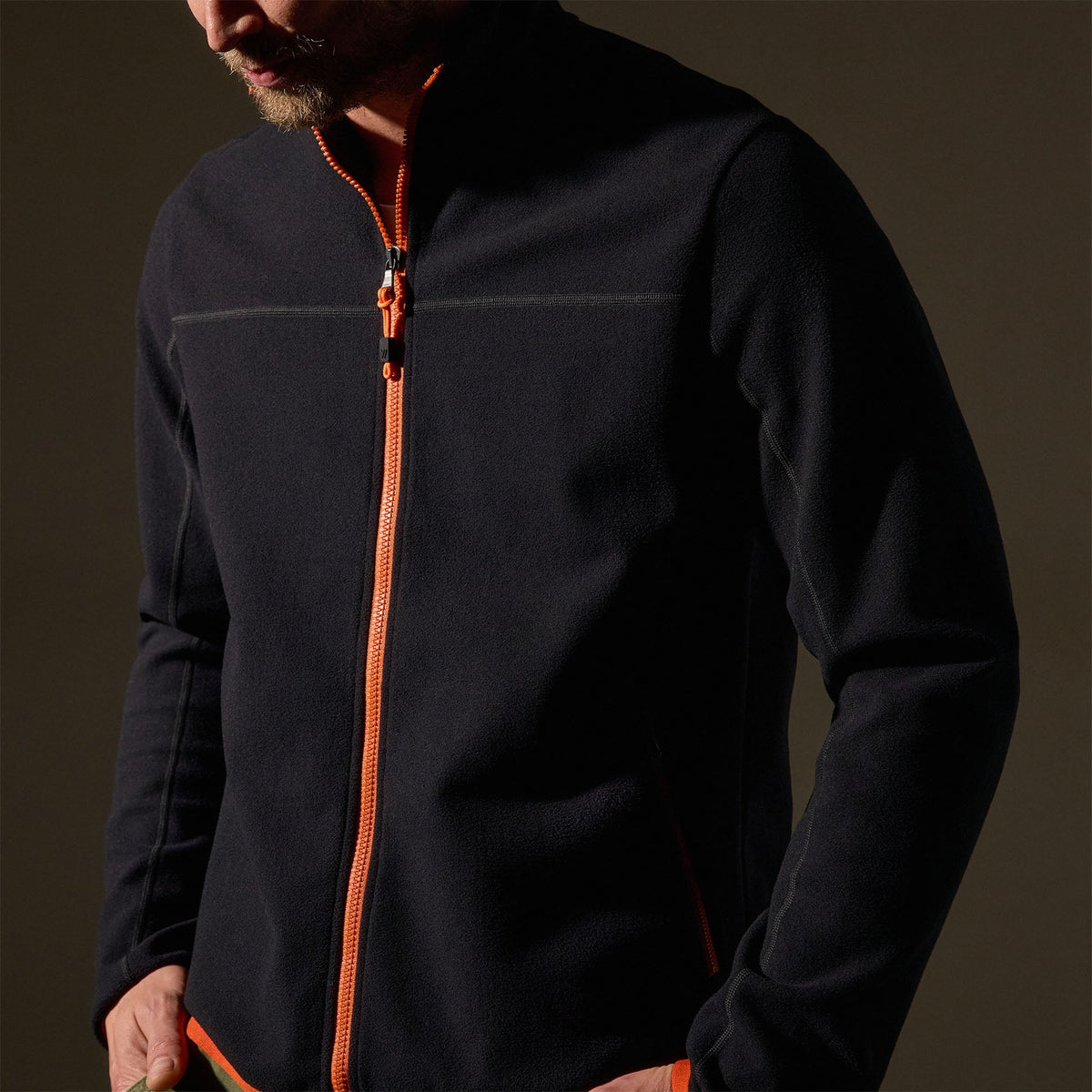 Brush Scuba Zip Front Sport Jacket   in Black/Orange | James Perse Los Angeles