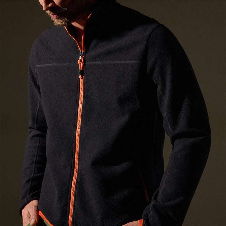 Brush Scuba Zip Front Sport Jacket   in Black/Orange | James Perse Los Angeles