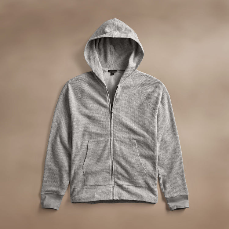 Brushed Thermal Zip Up  in Heather Grey | James Perse Los Angeles