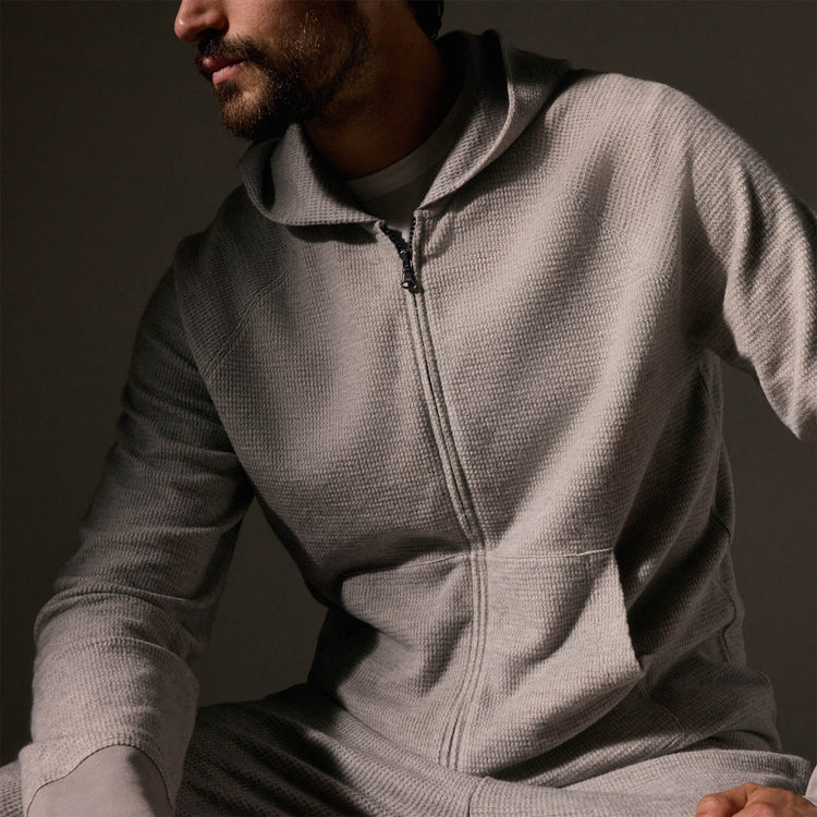 Brushed Thermal Zip Up in Heather Grey | James Perse Los Angeles