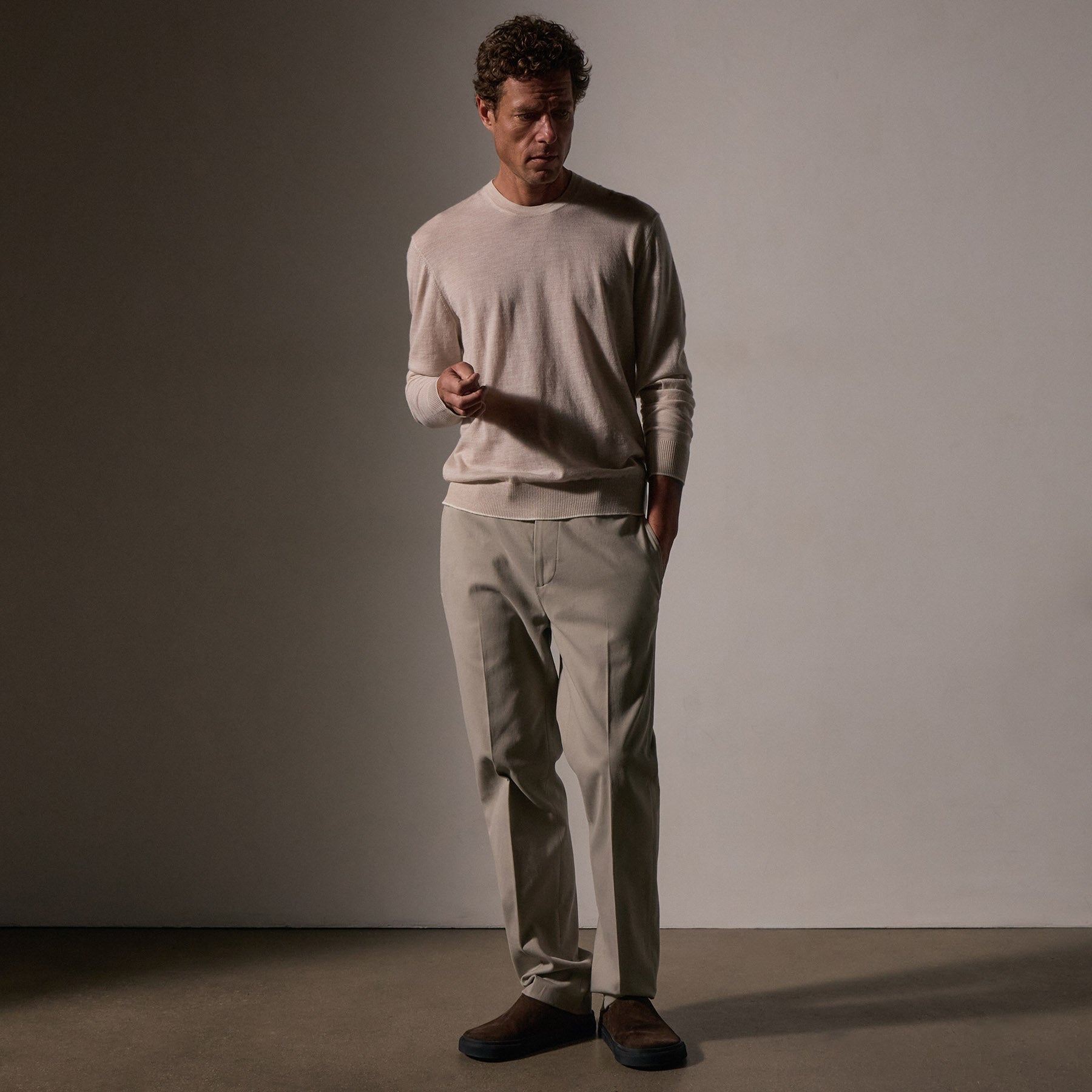 Cashmere Touch Twill Trouser in Light Tan | James Perse Los Angeles