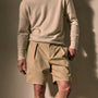 Oversized Pleated Shorts in Light Khaki | James Perse Los Angeles