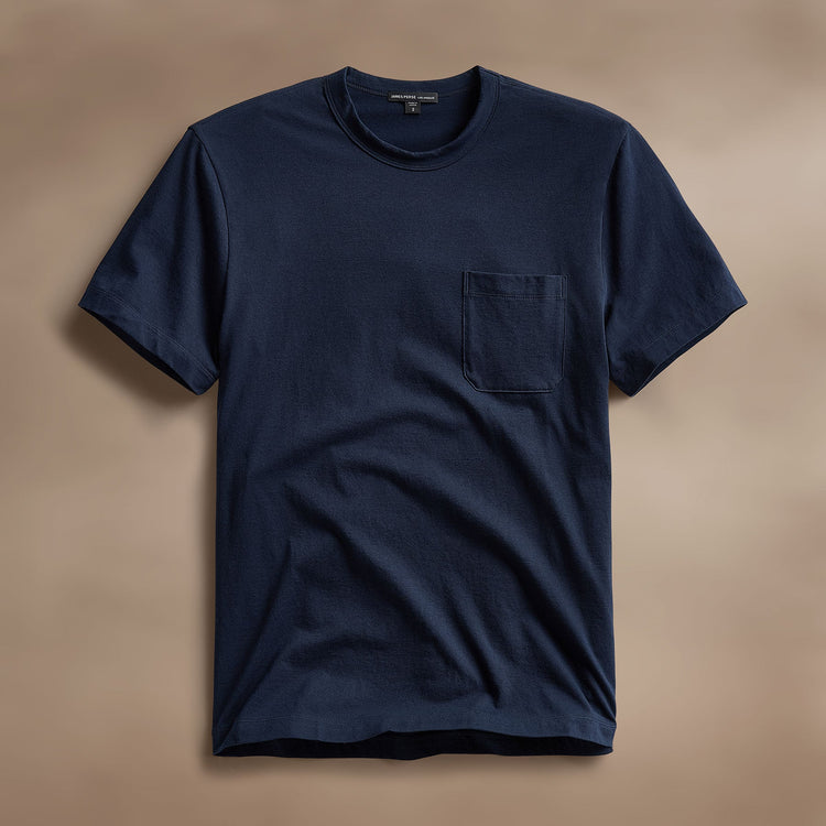 Cotton Linen Pocket Tee in Navy | James Perse Los Angeles