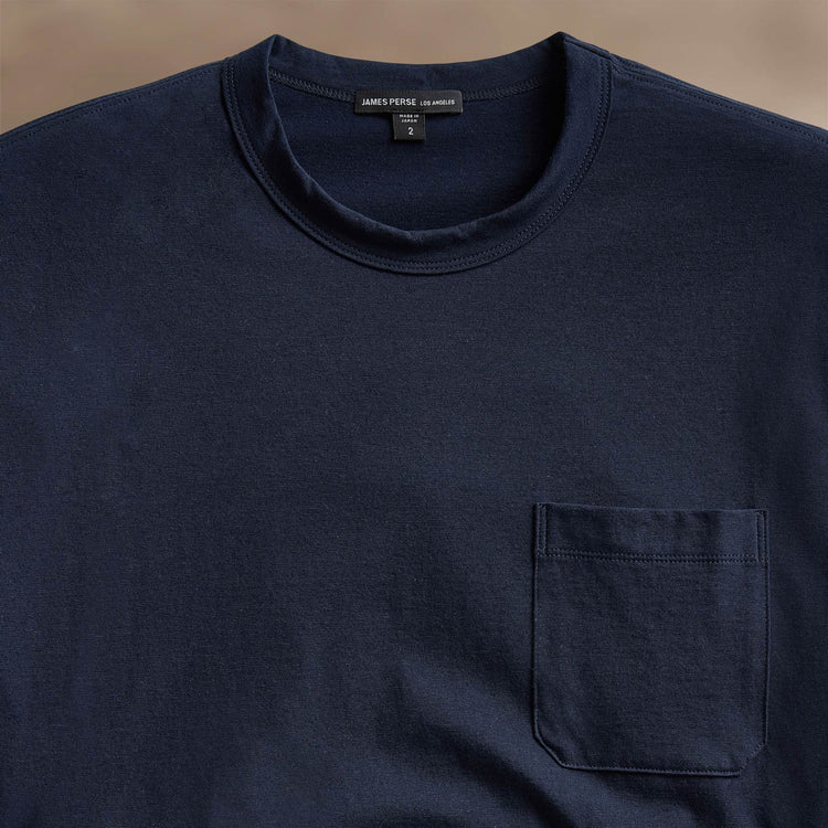 Cotton Linen Pocket Tee in Navy | James Perse Los Angeles