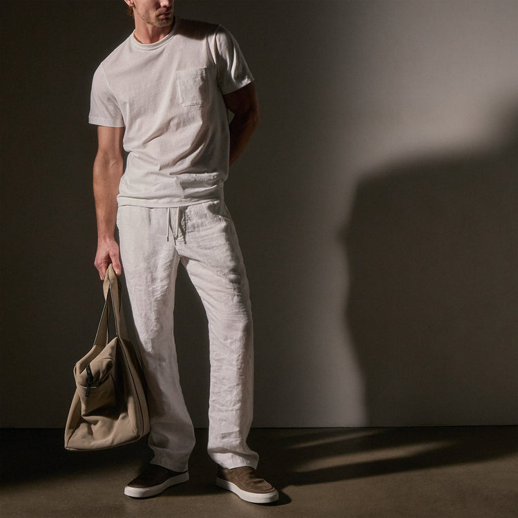 Cotton Linen Pocket Tee in White | James Perse Los Angeles