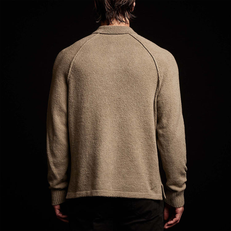Cashmere Raglan Sweater Polo in Khaki | James Perse Los Angeles