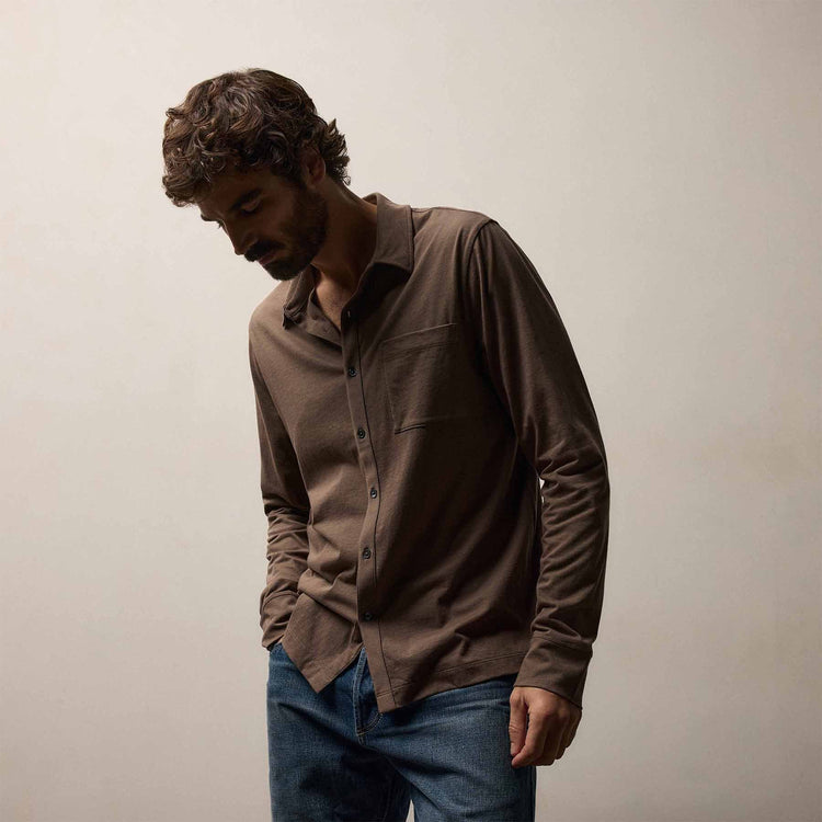 Clean Finish Jersey Shirt in Caribou | James Perse Los Angeles