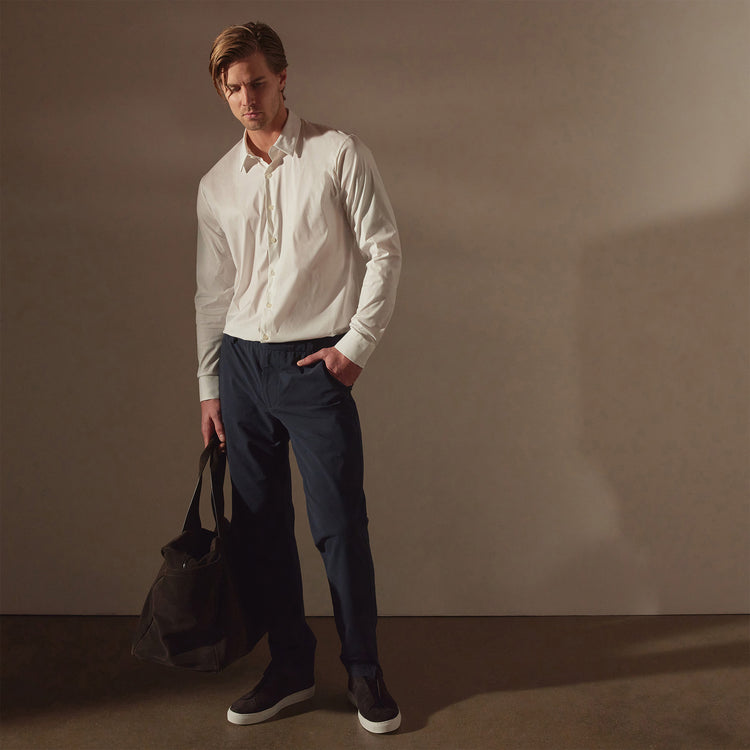 Matte Stretch Poplin Dress Shirt in White | James Perse Los Angeles